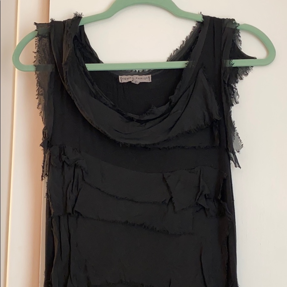 Tempo Paris Black Silk Layered Dress